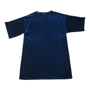 Topshop Blue Velvet Indie Oversized T-shirt Dress